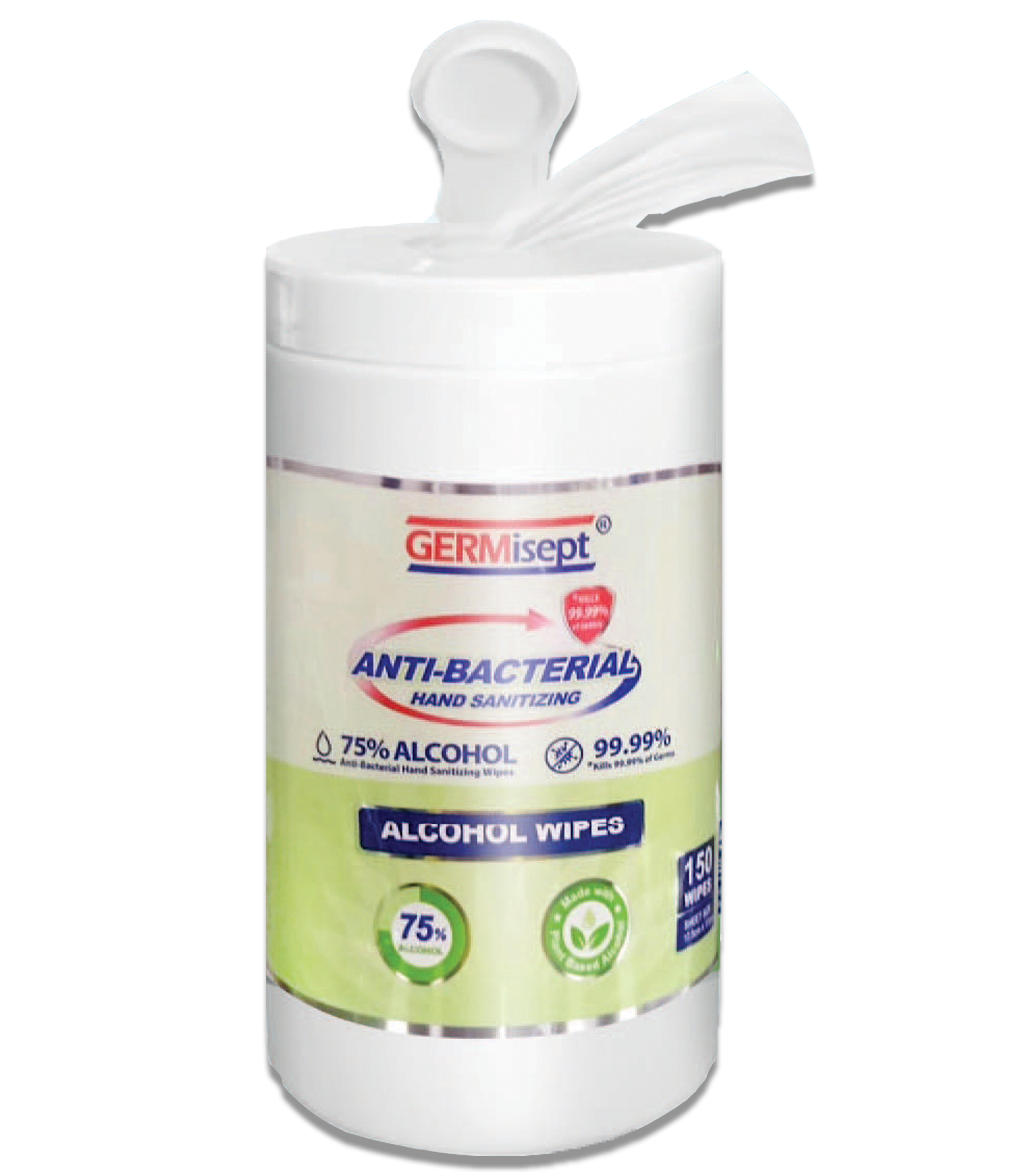 Germicept Canister WIPE 75%  Alcohol 150/ Disinfectant 